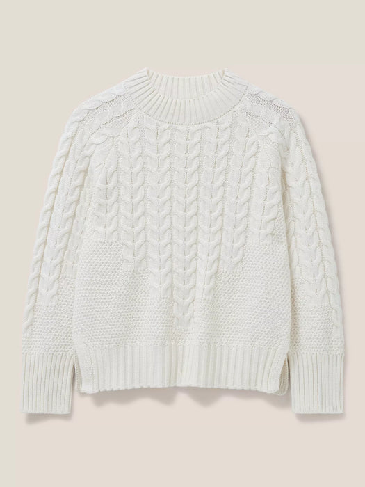 White Stuff Women's Pale Ivory Cable Yoke Jumper