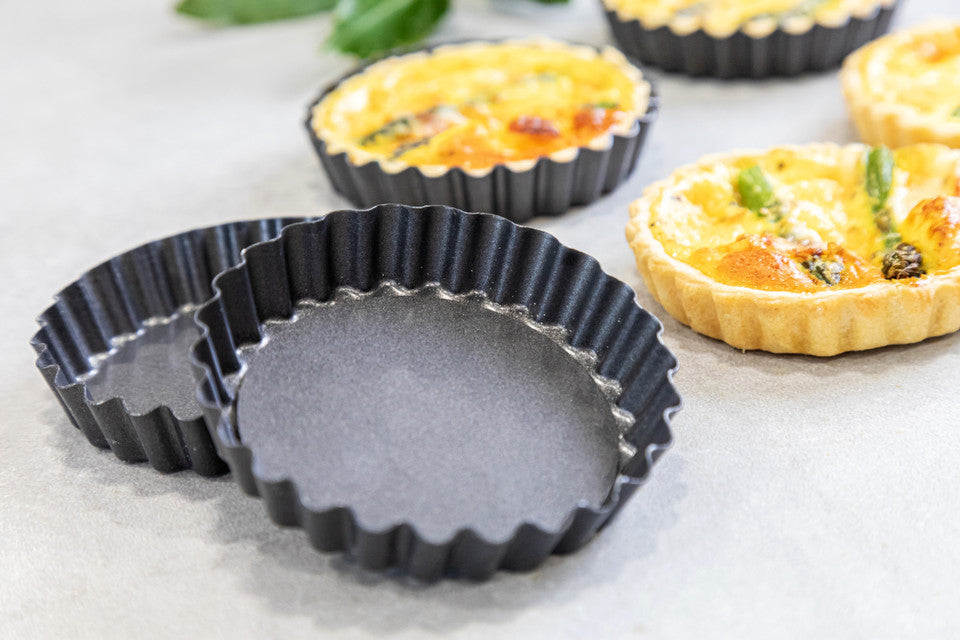 KitchenCraft Set Of Four Non-Stick Mini Fluted Flan Tins