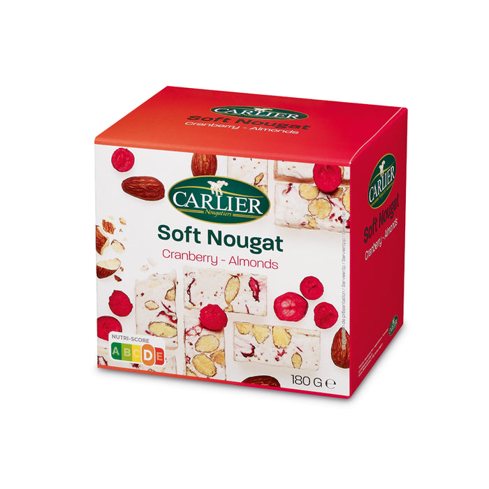 Carlier Cranberry And Almonds Soft Nougat Gift Box