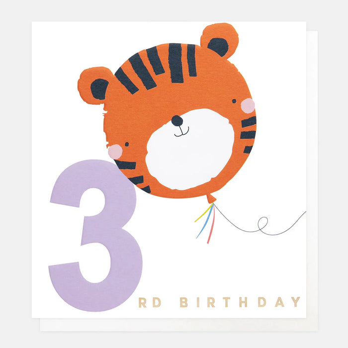Caroline Gardner Tiger Balloon 3rd Birthday Card