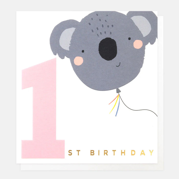 Caroline Gardner Koala Balloon 1st Birthday Card