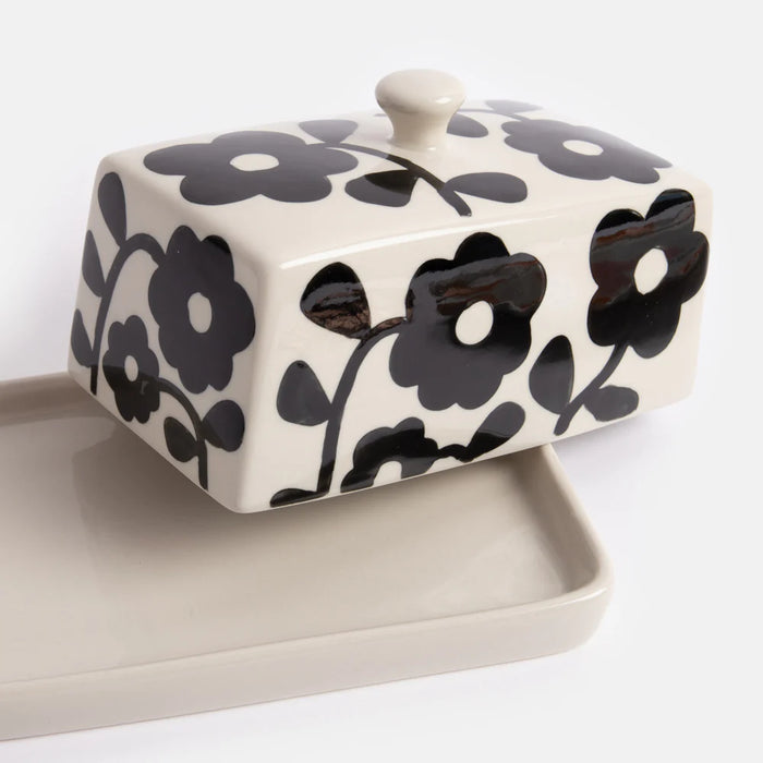 Caroline Gardner Mono Floral Butter Dish