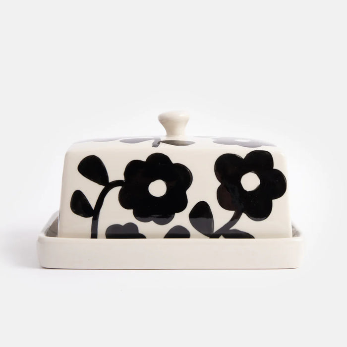 Caroline Gardner Mono Floral Butter Dish