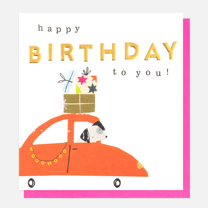 Caroline Gardner Dog In A Car Birthday Card