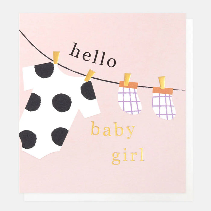 Caroline Gardner Hello Baby Girl Washing Line Card