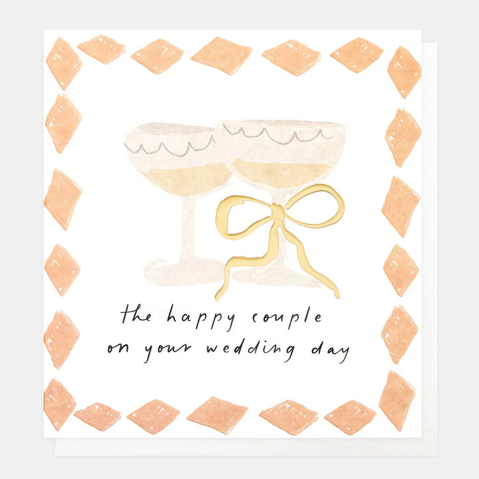Caroline Gardner Champagne Glasses & Bow Wedding Card