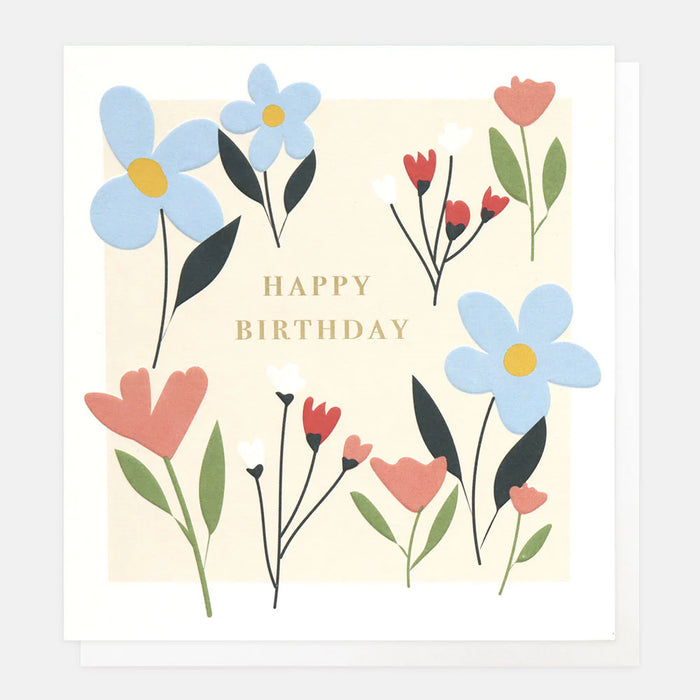 Caroline Gardner Blue/Pink Floral Birthday Card