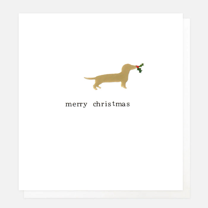 Caroline Gardner Gold Foil Embossed Sausage Dog Christmas Card