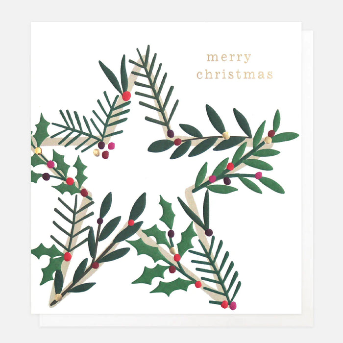 Caroline Gardner Star Wreath Charity Christmas Card Pack of 8