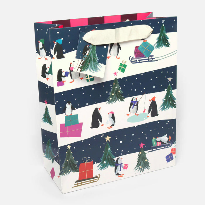 Caroline Gardner Festive Penguins Large Christmas Gift Bag