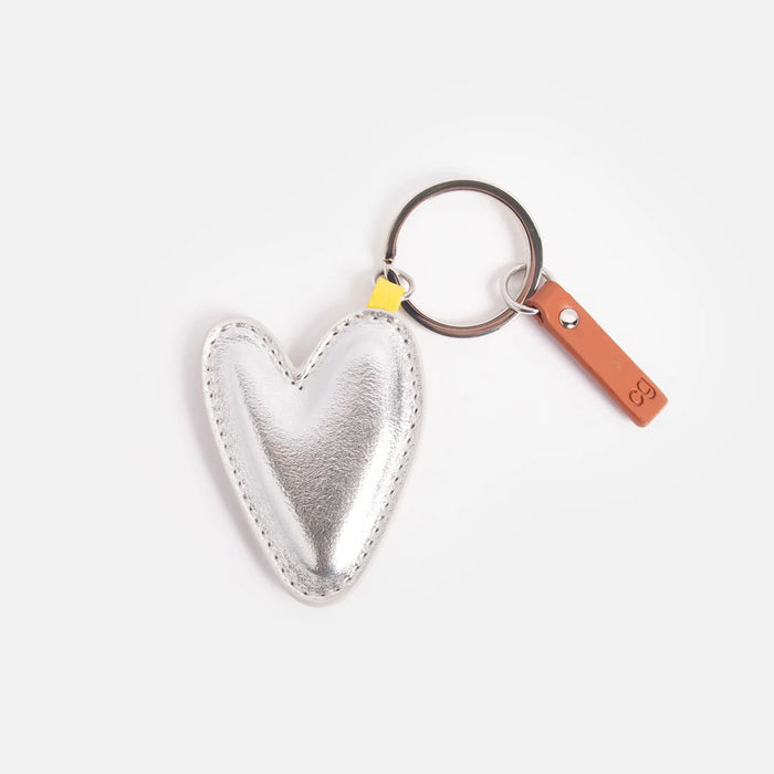 Caroline Gardner Silver Metallic Heart Keyring