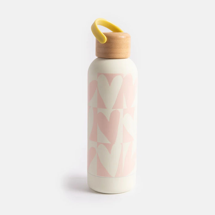 Caroline Gardner Pink Checkmate Heart Metal Water Bottle