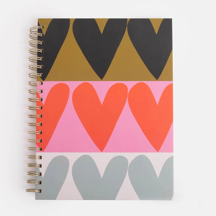 Caroline Gardner Colourblock Hearts Spiral A4 Notebook