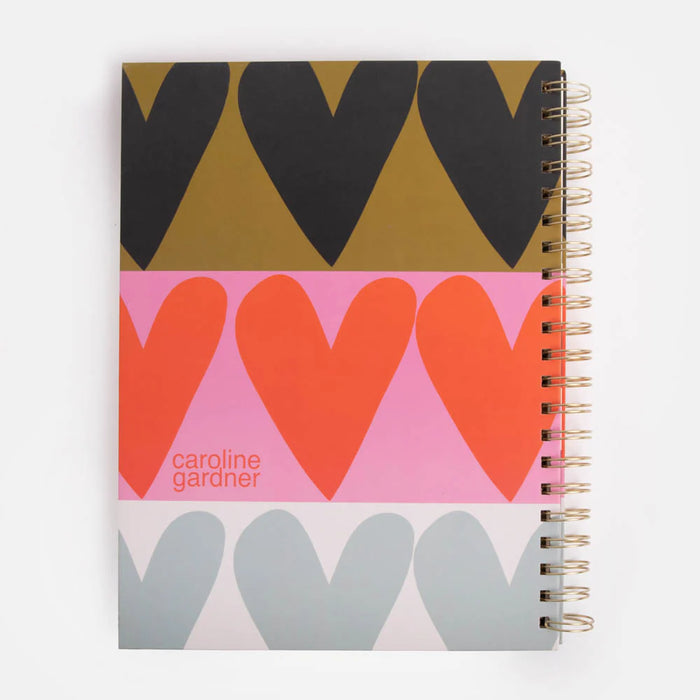 Caroline Gardner Colourblock Hearts Spiral A4 Notebook