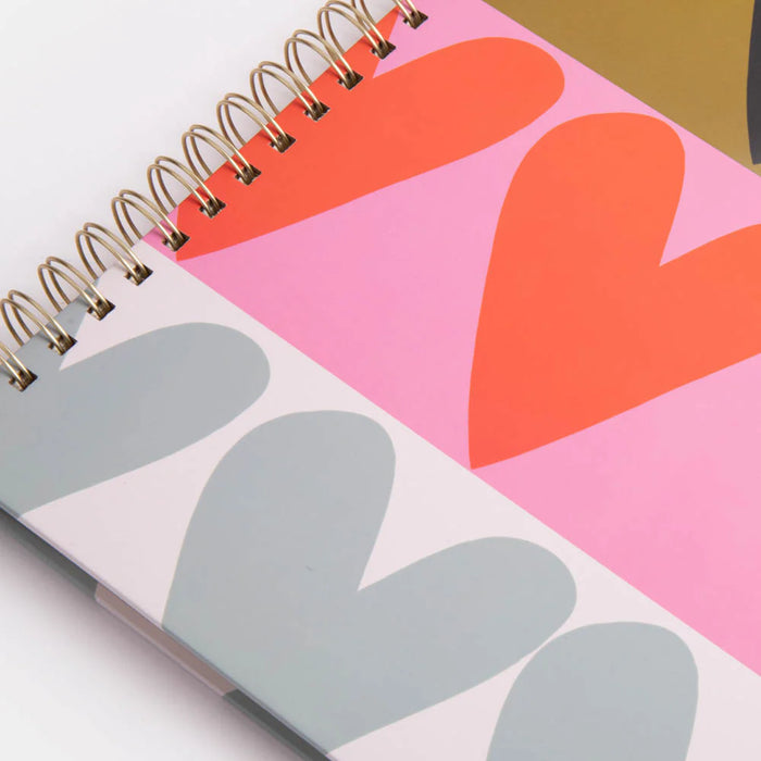 Caroline Gardner Colourblock Hearts Spiral A4 Notebook