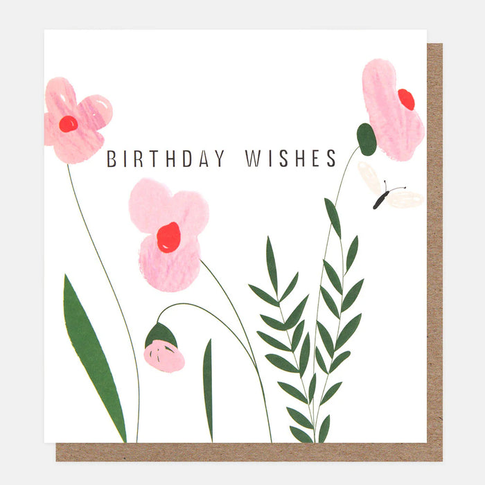 Caroline Gardner Pink Flowers Birthday Wishes Card