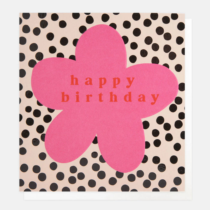 Caroline Gardner Pink Flower On Dots Birthday Card