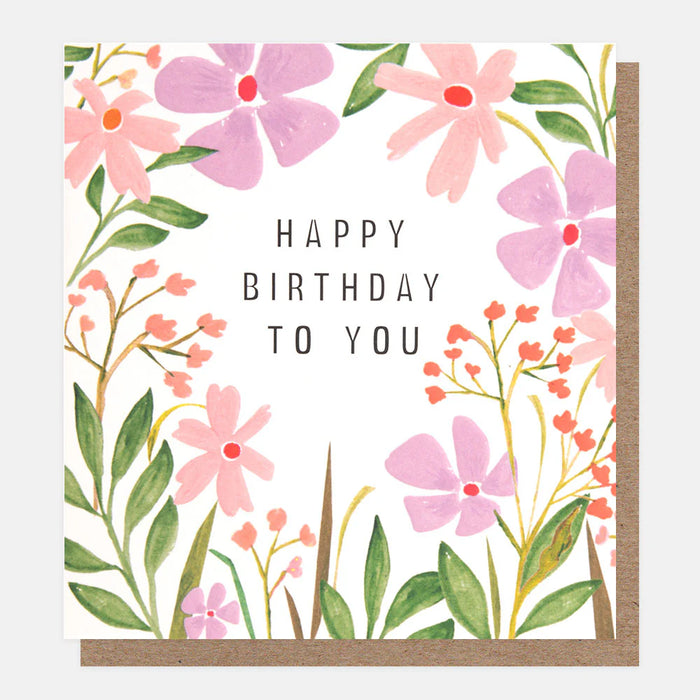 Caroline Gardner Pink Flowers Frame Birthday Card