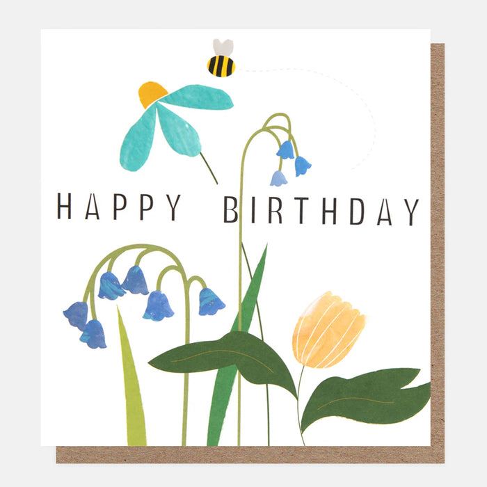 Caroline Gardner Flowers & Bee Happy Birthday Card