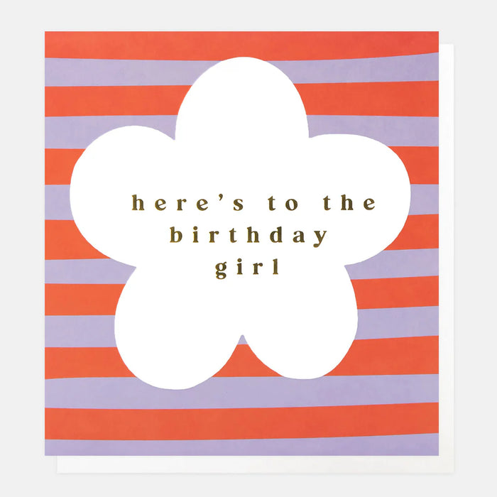 Caroline Gardner Lilac/Orange Stripe Flower Birthday Girl Card