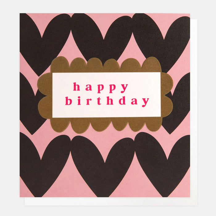 Caroline Gardner Charcoal Hearts Happy Birthday Card