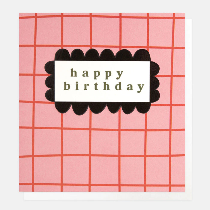 Caroline Gardner Pink/Orange Grid Birthday Card