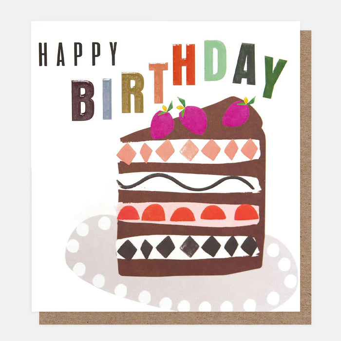 Caroline Gardner Chequered Cake Happy Birthday Card