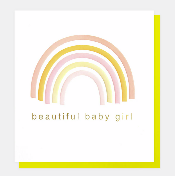 Caroline Gardner Beautiful Baby Girl Rainbow New Baby Card