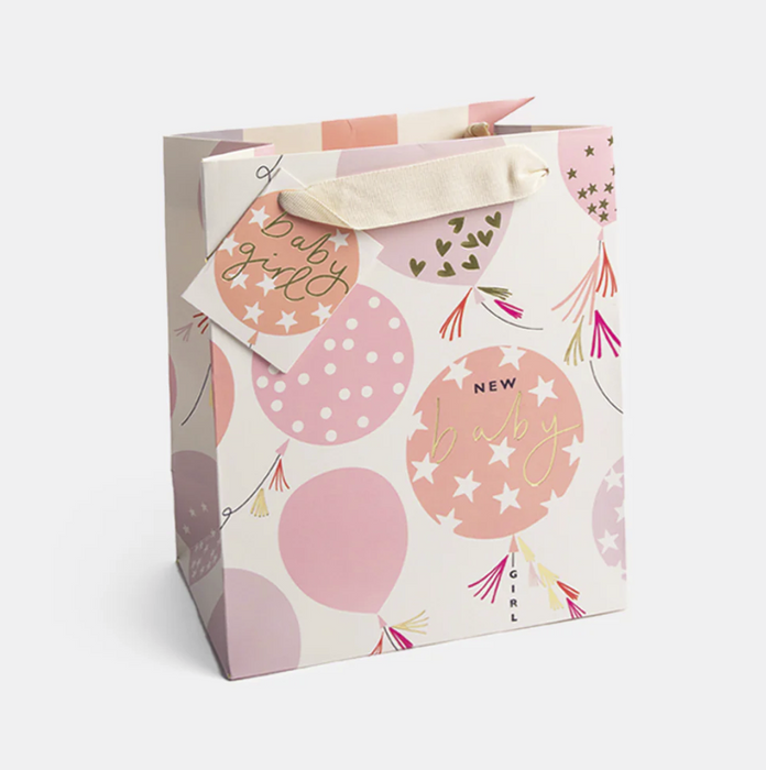 Caroline Gardner Pink Balloons Baby Girl Medium Gift Bag