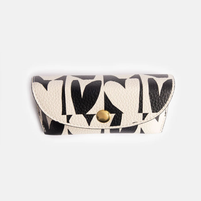 Caroline Gardner Mono Checkmate Hearts Flap Glasses Case