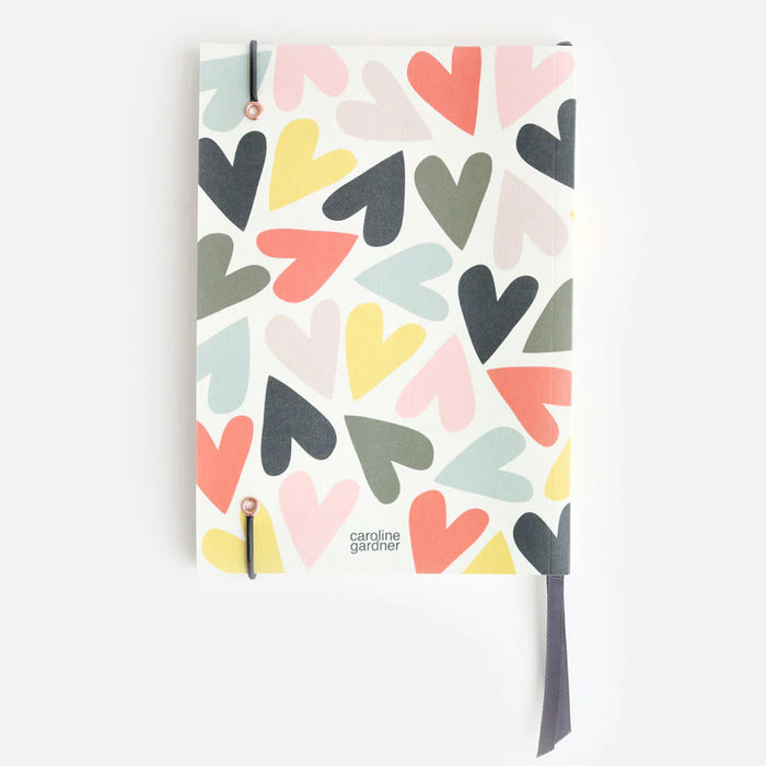 Caroline Gardner Multi Hearts A5 Soft Cover Notebook