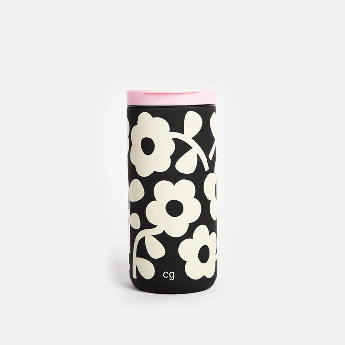 Caroline Gardner Mono Floral Stainless Steel Travel Mug