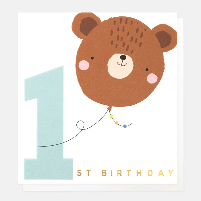 Caroline Gardner Bear Balloon 1st Birthday Card