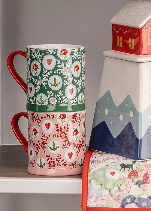 Cath Kidston Set Of 2 Holly Spots Mollie Mugs