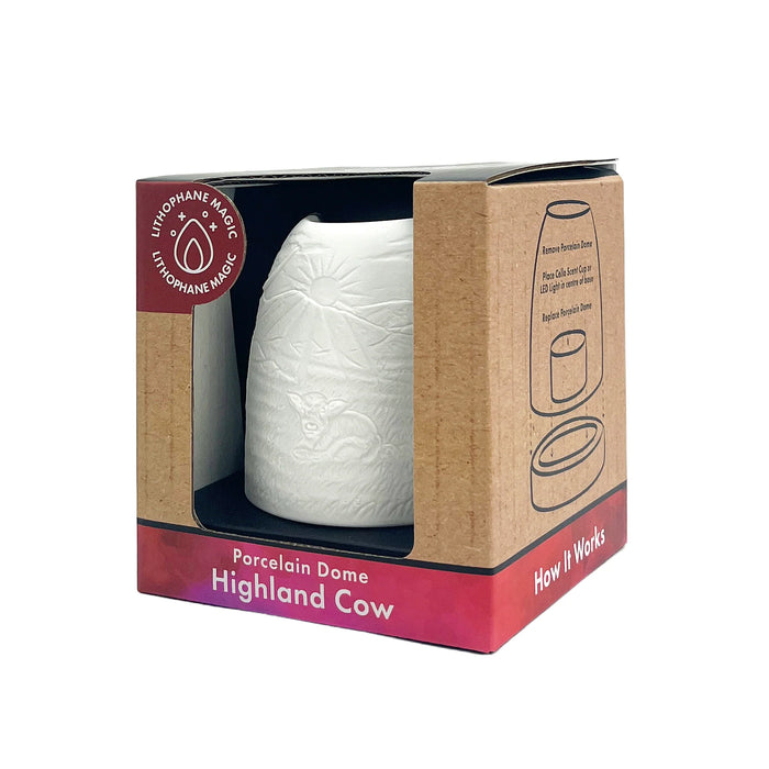 Cello Tall Tealight Dome Highland Cow