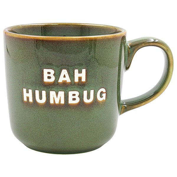 Ceramic Etched Xmas Jolly Green Bah Humbug Mug