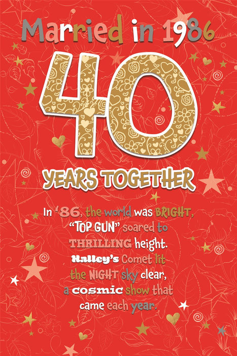 Cherry Orchard 'Married in 1986 40 Years Together' Anniversary Card