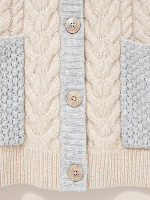 White Stuff Women's Chesnut Cable Knit Pocket Poncho Natural Multi