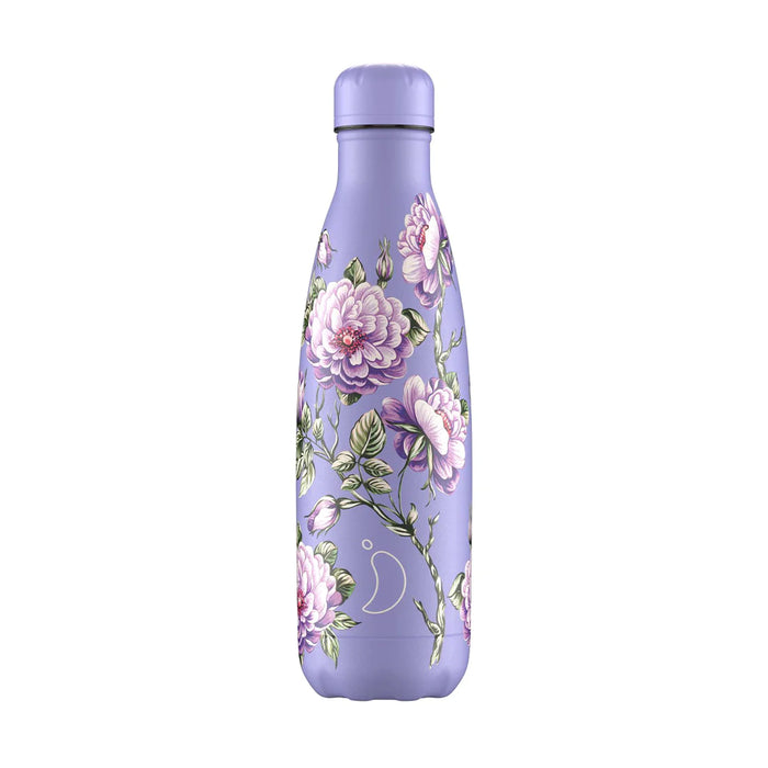 Chilly's Bottle Floral Violet Roses Reusable Water Bottle 500ml