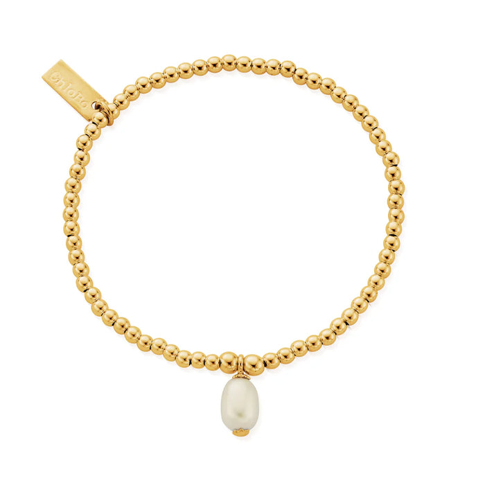 Chlobo Cute Charm Pearl Drop Gold Bracelet