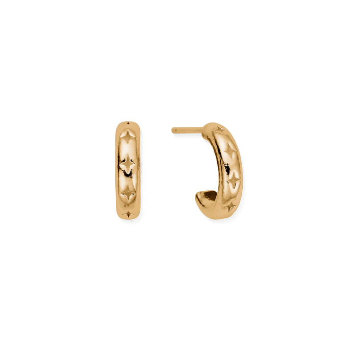 ChloBo Gold Cut Out North Star Huggie Hoops
