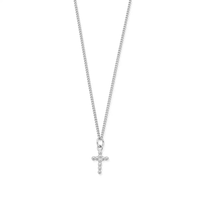 ChloBo Men's Curb Chain Cross Silver Necklace