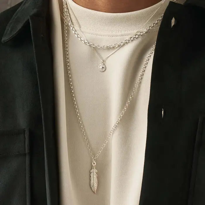 ChloBo Men's Anchor Chain Silver Necklace