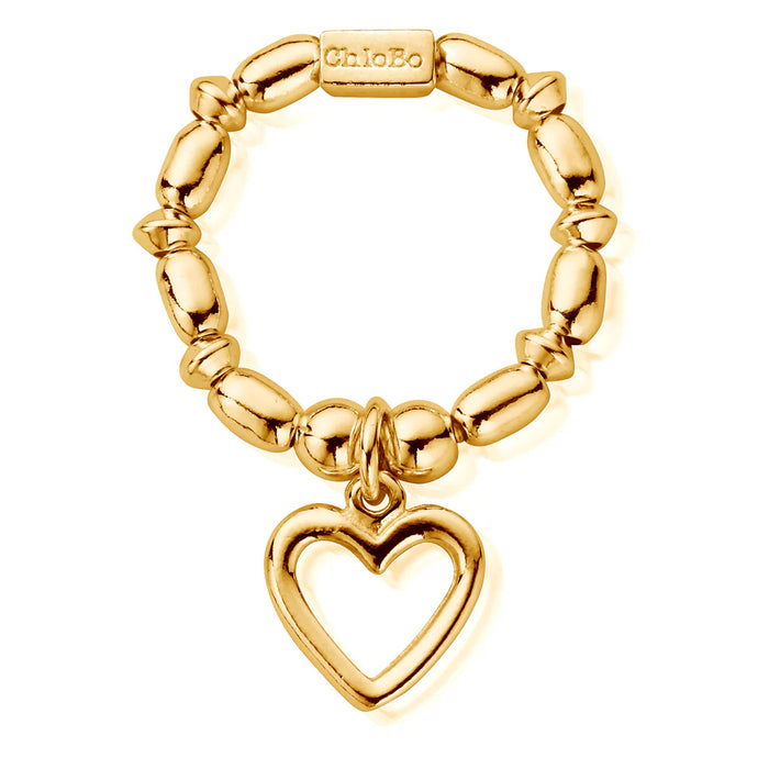 ChloBo Gold Mini Rice Open Heart Ring