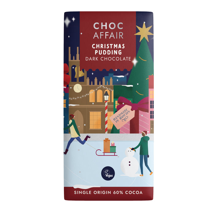 Choc Affair Christmas Pudding Dark Chocolate Bar