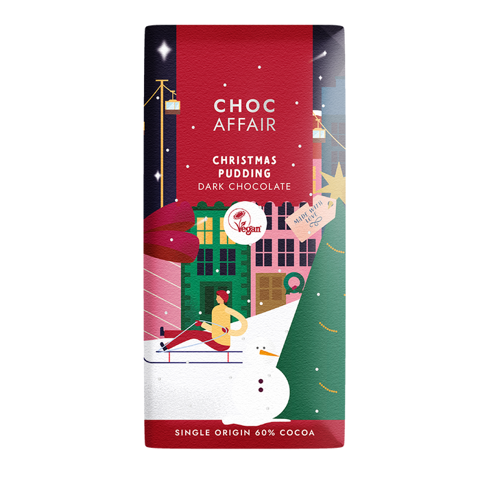 Choc Affair Christmas Pudding Dark Chocolate Bar