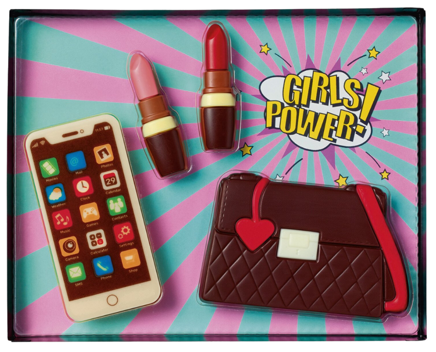 Chocolate Girl Power Set Handbag, Smartphone And Lipstick Set 135g SHORTDATED B/B 30/01/26