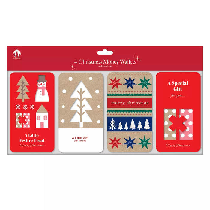 Christmas Money Gift Wallets Pack Of 4