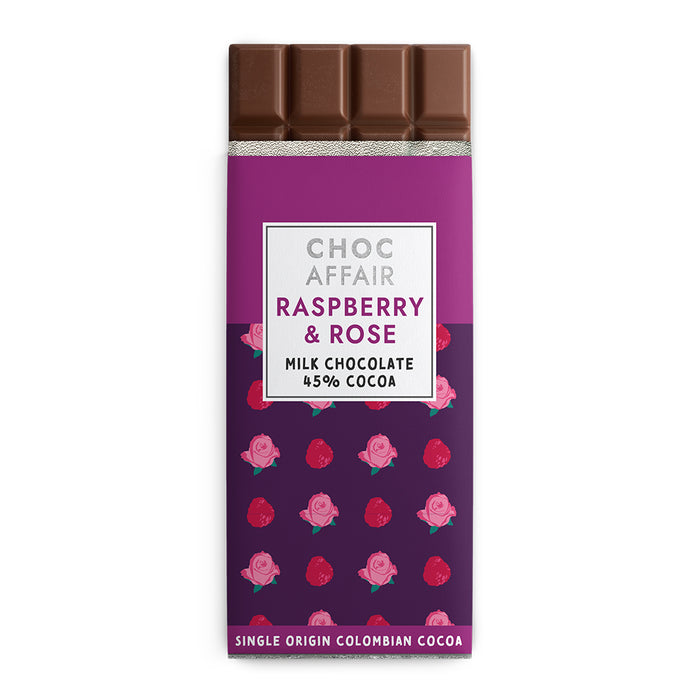 Choc Affair Raspberry And Rose Milk Chocolate Bar