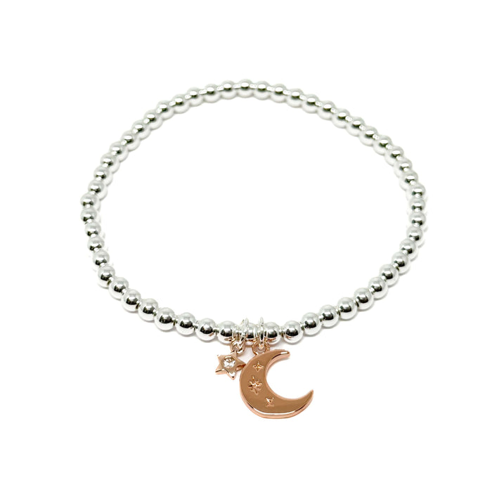 Clementine Harwin Moon & Star Bracelet - Rose Gold